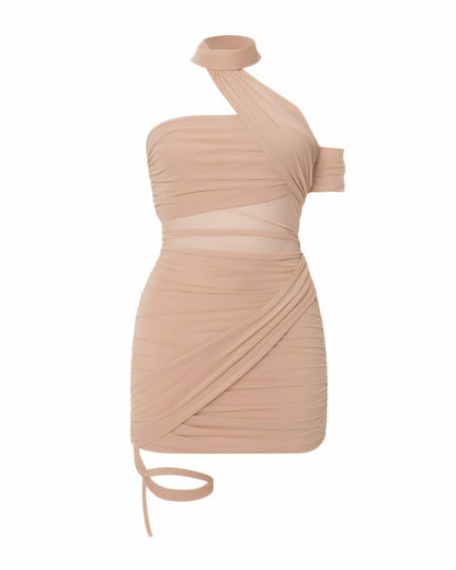 NEW Draped Mesh Mini Dress